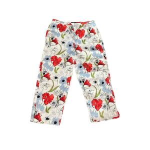 vintage Blassport women Floral pant white multicolor cropped Sz 8